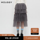 moussy 新品復(fù)古優(yōu)雅重工紗裙A型半身裙女028HAZ30-2621 160灰色 S 00001/S
