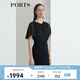 PORTS寶姿女裝 秋冬新品短袖中長(zhǎng)連衣裙LL9D108LWP093 黑色 M (6)