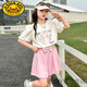 G.DUCKKIDS女童夏裝套裝2025新款洋氣甜美風(fēng)蝴蝶結(jié)裙褲女大童短袖短褲兩件套 粉紅色套裝 【兩件套】 130