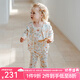 OAK FAMILY寶寶家居服套裝2025春季長袖兒童棉睡衣透氣舒爽女孩衣服三件套 甜心舞會 90 cm