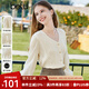 百圖betu女裝秋季新款毛針織衫長袖V領(lǐng)提花毛織小衫女2308T09 杏色 M