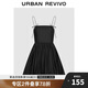 UR2024秋季新款女裝甜酷蝴蝶結(jié)小黑裙吊帶連衣裙UWU740109
