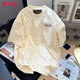 唐思薇韓系甜美滿(mǎn)印小碎花短袖t恤女夏季寬松美式復古vintage好看上衣 奶杏色 S 【建議60斤85斤】