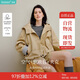 茵曼戶(hù)外連帽條紋花苞外套2025秋女裝新款松弛感上衣 深卡其 S