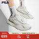 斐樂（FILA）官方男鞋PIONIERE摩登運動鞋2025夏新款開拓者復(fù)古跑鞋 雪白/淡灰黃-WB 42