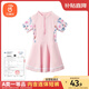 貝瑞加（Babyprints）兒童泳衣女孩連體泳衣中大童速干游泳訓(xùn)練衣泡溫泉泳裝 粉3XL