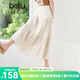 百圖betu女裝2025夏季新款半身裙松緊腰頭不對稱蛋糕裙裙子女2504T66 杏色 L