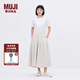 無印良品（MUJI）IDEE 女式 平紋 寬版褲 褲子女款休閑褲女裝裙褲 闊腿褲 夏季 淺灰色 均碼