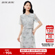 BUOUBUOU竹韻桃花2025春夏新品假兩件高腰網(wǎng)紗刺繡印花連衣裙女 淺綠G40 XL