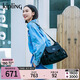 Kipling女款2025春夏新款夏季出游時尚單肩包斜挎包斜|FELIX L U 黑底紋路壓花