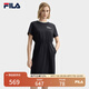 FILA 斐樂(lè)官方女子針織連衣裙2025夏季新款時(shí)尚休閑寬松收腰T恤裙 傳奇藍(lán)-NV M 165/84A/M