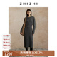 致知 步花間羊毛羊絨收腰連衣裙女24冬季新款優(yōu)雅氣質(zhì)黑色 深灰色 M