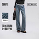 森馬（Semir）森柔牛仔|牛仔褲女抓毛舒暖顯瘦拖地褲2024冬新款闊腿褲港風(fēng)復(fù)古 牛仔淺黃泥染80331-新品 四季款 M