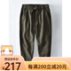 構(gòu)致（GLOY&ZENITH）亞麻休閑褲子男寬松透氣松緊腰抽繩棉麻中國風(fēng)苧麻小直筒褲長褲 軍綠(夏季款) XL(140-160斤) 均碼