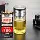 希諾（HEENOOR）茶水分離玻璃杯男士高檔辦公泡茶帶濾網(wǎng)便攜大容量加厚隔熱水杯子 本色-360ml【單層加厚】禮盒裝 禮盒裝+獨立茶倉
