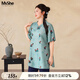 MsShe【新中式國風(fēng)套裝】大碼女裝2025夏裝胖mm提花小衫半身裙子 小衫-水霧綠色現(xiàn)貨 2XL