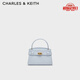 CHARLES&KEITH鱷魚紋凱莉包手提斜挎婚包包女包生日禮物七夕禮物CK2-50270880-1 Sea Salt Blue海鹽藍(lán) S