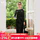 Olrain【七夕】歐芮兒黑色背帶連衣裙女春裝新款復古百搭直筒牛仔裙 黑色 S
