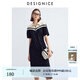迪賽尼斯（DESIGNICE）2024年夏季新款通勤風(fēng)休閑顯瘦拼接Polo領(lǐng)高腰短袖連衣裙 黑白 M
