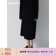 ERDOS 輕禮服醋酸雙縐易打理斜裁斜裁百褶中長款A(yù)字裙女半身裙 黑 L 165/72A