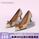菲伯麗爾（FONDBERYL）單鞋春秋英倫高跟鞋一腳蹬蝴蝶結(jié)女鞋F(xiàn)B23111017 咖啡色 35 225mm