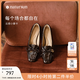 natursun復(fù)古方頭樂福鞋女2025年秋季新款休閑平底一腳蹬時(shí)裝單鞋 棕色 38 (240cm)
