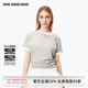 ANN ANDELMAN【明星同款】假兩件T恤拼接短袖簡約雙領(lǐng)修身打底衫 灰色 S