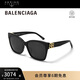 巴黎世家（BALENCIAGA）開云眼鏡經(jīng)典板材方圓大框防曬遮陽太陽鏡墨鏡男女BB0102SA-001