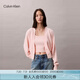 Calvin KleinJeans25春夏新款女士ck背心V領(lǐng)寬松短款針織開衫兩件套47AB311 LN4-牡丹粉 M