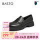 百思圖24秋簡(jiǎn)約學(xué)院樂福鞋粗跟女單鞋UFF01CA4 黑色 38