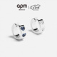 APM Monaco小巧藍(lán)色和白色愛心耳環(huán)女簡約浪漫圓環(huán)時(shí)尚耳飾七夕情人節(jié)禮物