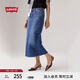 Levi's李維斯夏季女士直筒開衩顯高顯瘦優(yōu)雅美式休閑藍(lán)色牛仔半裙 藍(lán)色 M (26)