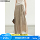 COCOBELLA新國風(fēng)古法染色半身裙25夏不規(guī)則綁帶長裙HS3031 奶茶 L