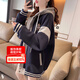莞町青少女大童外套女13一15歲秋冬衛(wèi)衣加絨加厚初中高中學(xué)生季連帽撞 深藍(lán)色(春秋不加絨) M