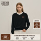 Teenie Weenie小熊女裝冬裝V領(lǐng)學(xué)院風(fēng)休閑通勤毛衣套頭針織衫女 黑色 M 165