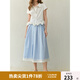 獨(dú)束大碼女裝藍(lán)白格紋微胖半身裙2025新款顯瘦裙子 夏日藍(lán) XL （尺碼：3）
