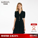 歌莉婭（GOELIA）主播推薦|歌莉婭黑色連衣裙夏季新款V領(lǐng)天絲醋酸小黑裙1C4C4G5P0 00B黑色 M