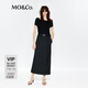 MO&Co.連衣裙UPF40+防曬2025夏新品假兩件小黑裙附腰帶高腰MBE2DRS043 黑色 S