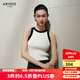 艾諾絲雅詩【商場同款】2025夏季新品三醋酸輕運動撞色女針織衫背心40528123 白色 L