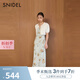 SNIDEL2025春夏新品簡約圓領中袖小香風針織開衫短外套SWNT251194 灰白色 均碼 (F)