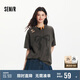 森馬（Semir）短袖T恤女中長款做舊oversize夏2025蝴蝶結(jié)破洞衣服109325100036