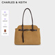 CHARLES&KEITH25秋新品復古通勤腰帶式手提托特包生日禮物CK2-30271614-1 Sahara Sand沙色 XL