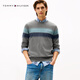 TOMMY HILFIGER【撞色條紋】25秋冬新款男裝純棉休閑學(xué)院風(fēng)圓領(lǐng)內搭針織衫 【撞色條紋】灰色P7D S  （推薦：120-135斤）
