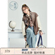 紫涵撞色拼接棒球服秋季女學(xué)院風(fēng)落肩袖寬松皮衣外套百搭 咖色 M