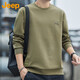 吉普（JEEP）美國(guó)正品高端重磅衛(wèi)衣男春秋季新款圓領(lǐng)長(zhǎng)袖T恤男士寬松休閑衣服 軍綠色【官方正品】 XL 推薦135-150斤