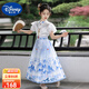 迪士尼（Disney）童裝女童漢服夏季馬面裙兒童唐裝2025新款女孩六一表演服半身裙夏 2438青花瓷套裝+項鏈 140 建議9~10歲（130-140cm）
