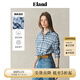 ELAND【30%亞麻】衣戀襯衫女學(xué)院風(fēng)寬松格紋通勤上衣2025夏季新款 藍(lán)色(50)Blue-A款EEYCF23M01 S /160