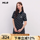 美職棒（MLB）官方 ny裙子女 黑色滿印老花休閑POLO領(lǐng)連衣裙24夏季 3FOPM0143 紐約洋基隊(duì)/黑色 S 165/88A