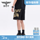 BOY LONDON春夏男女同款經(jīng)典老鷹燙金百搭潮牌短褲N14800 黑色 M