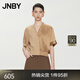 江南布衣（JNBY）【商場同款】24夏新品襯衫女質(zhì)感拼接短袖開襟V領(lǐng)短款5O4214520 281/棕卡其 XS